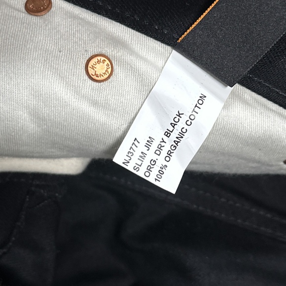 Nudie Slim Jim Organic Dry Black Cotton Slim Fit Bootcut Jeans Mens 34 - Picture 11 of 11